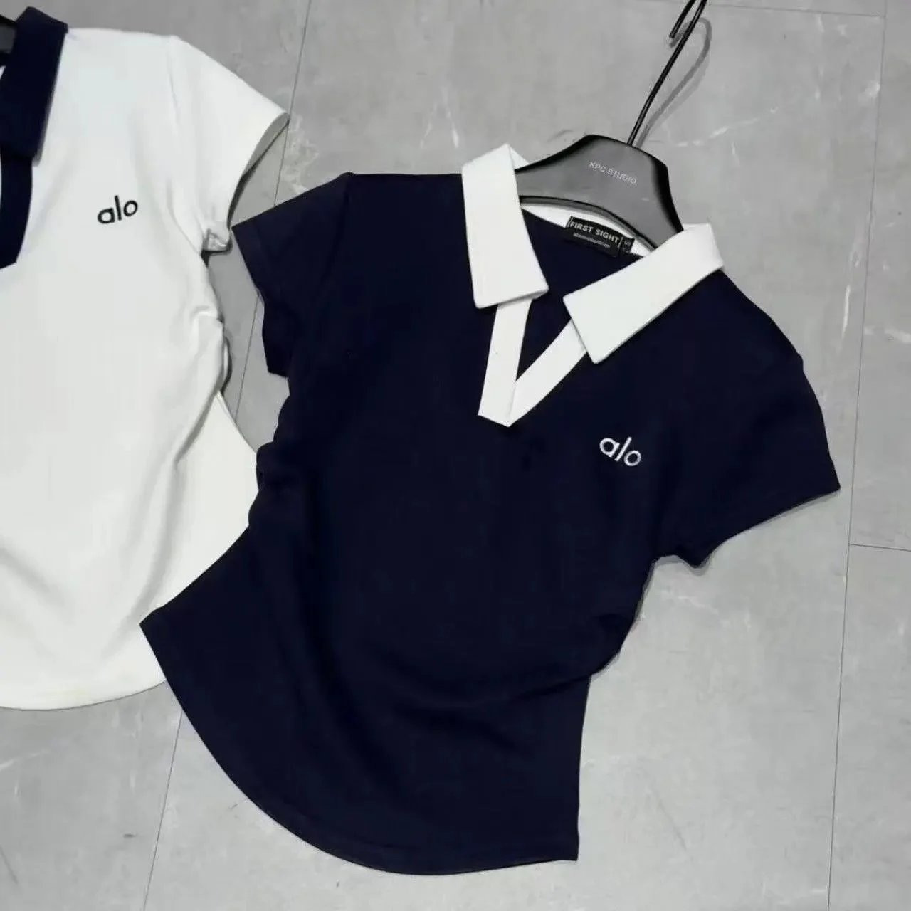 Alo Matching Sets Short-sleeve collared top and drawstring shorts set image 11