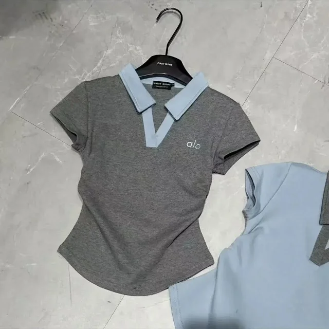 Alo Matching Sets Short-sleeve collared top and drawstring shorts set product detail image 12