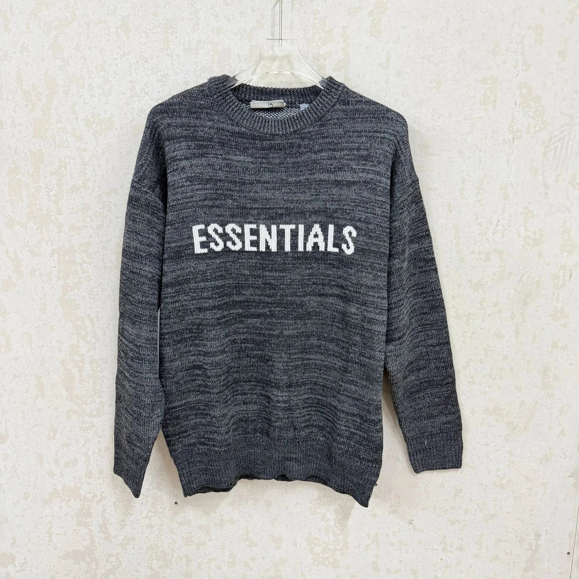 EMZE Knitwear Zip-Up Mock-Neck Logo Knit Cardigan — Grey Stripe Sweater