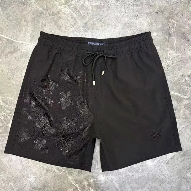 Black Hidden Turtle Print Swim Shorts - rep szorty