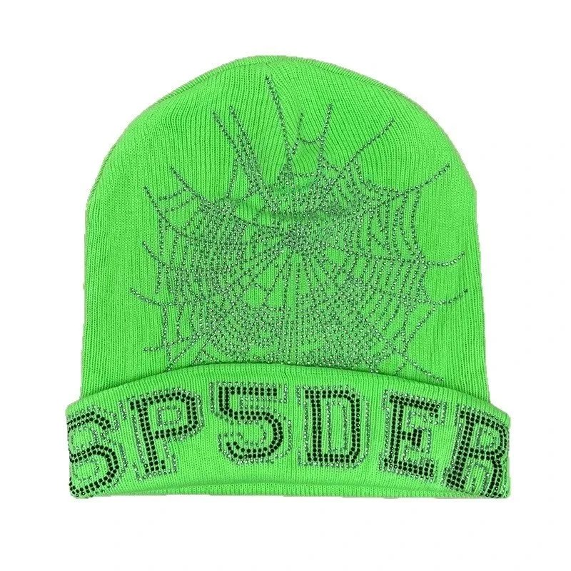 Unbranded Hats Rhinestone Spiderweb Cuffed Knit Beanie image 5