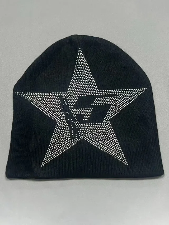 Unbranded Hats Rhinestone Spiderweb Cuffed Knit Beanie product detail image 9