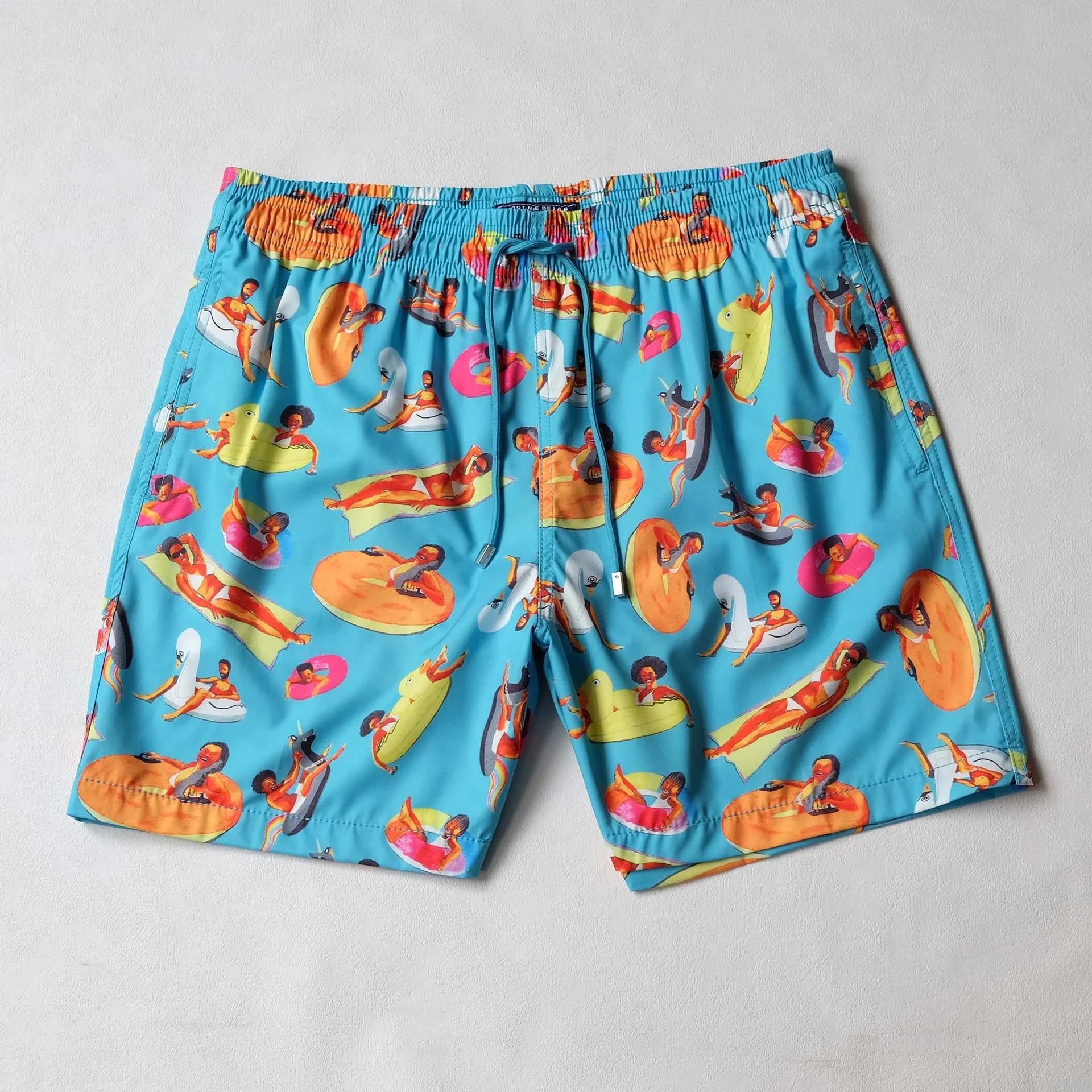 Blue Pool Figure Print Swim Shorts - rep szorty