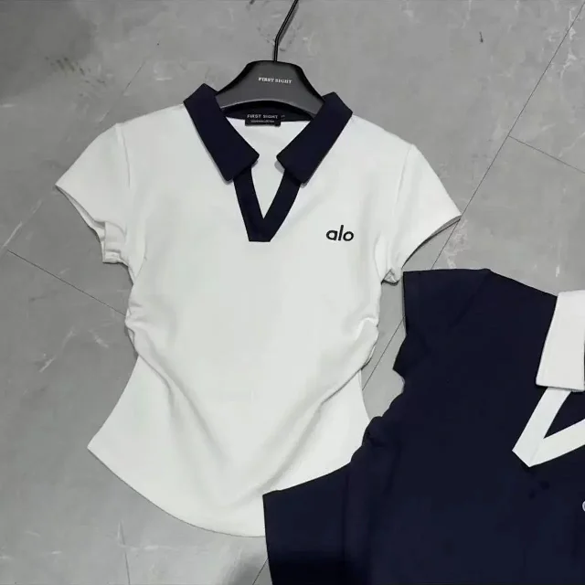 Alo Matching Sets Short-sleeve collared top and drawstring shorts set product detail image 10