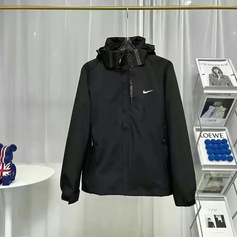 Nike Jackets Hooded color-block windbreaker jacket — NK-Black