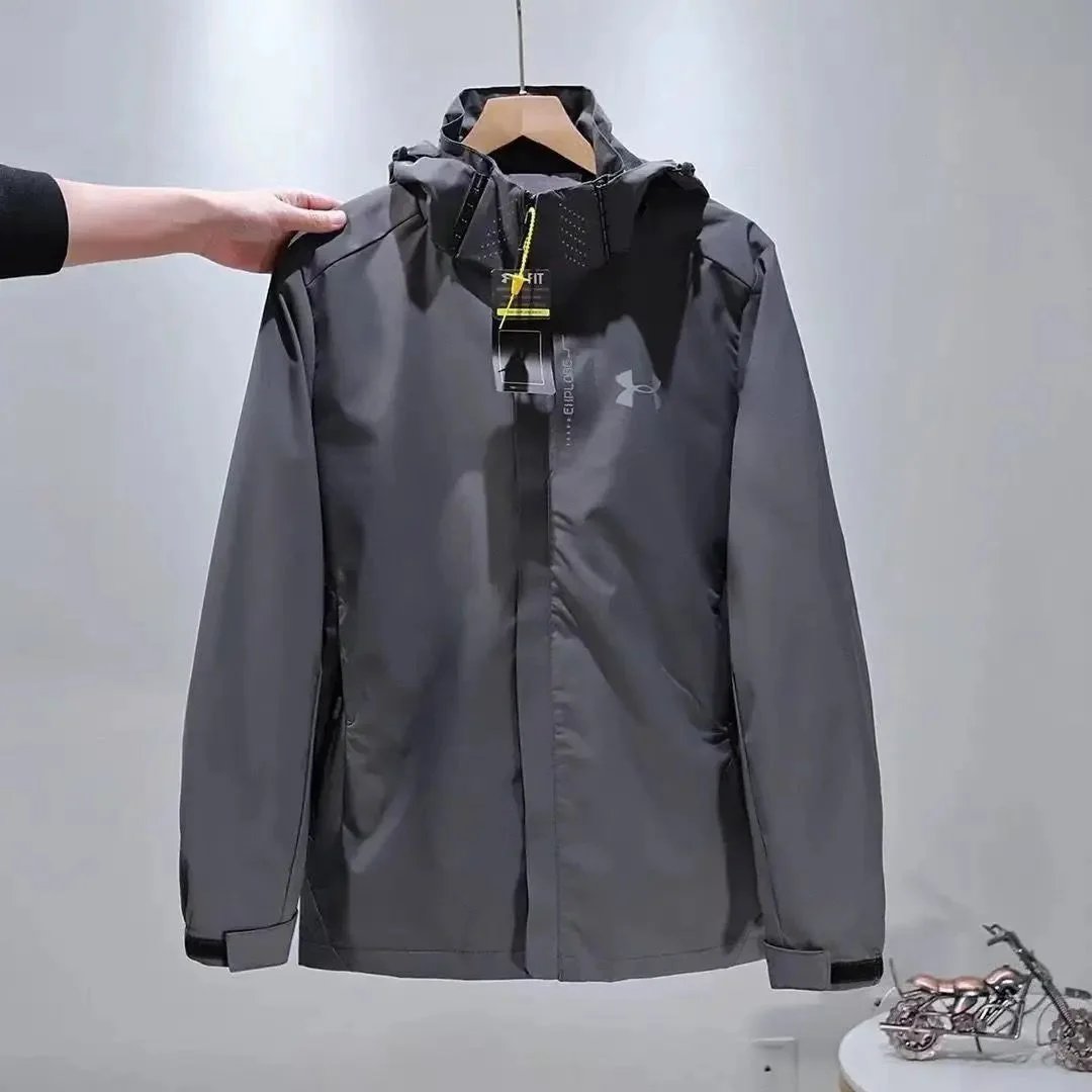 Nike Jackets Hooded color-block windbreaker jacket — UA-gray