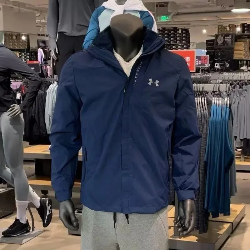 Nike Jackets Hooded color-block windbreaker jacket — UA-Blue