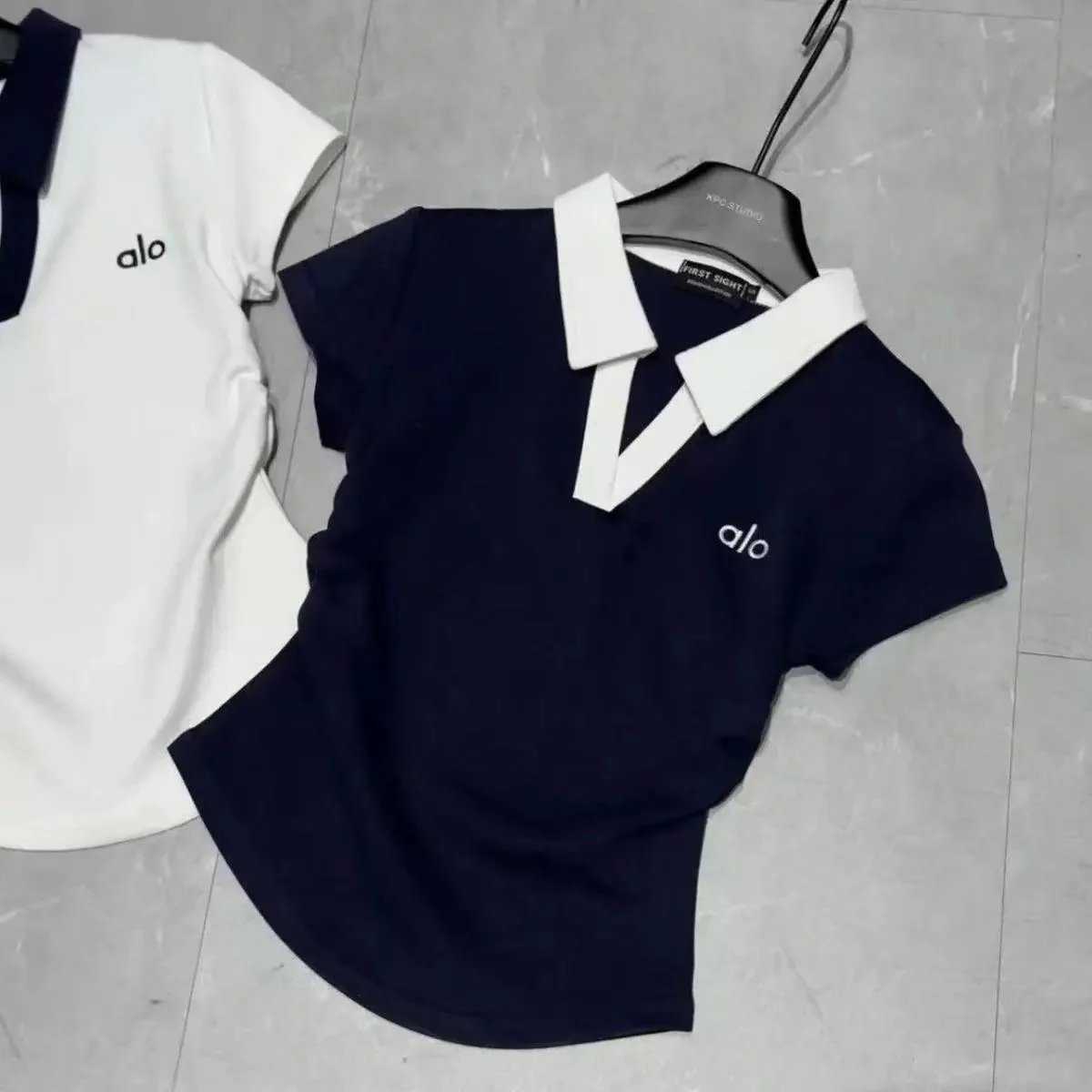 Alo Matching Sets Short-sleeve collared top and drawstring shorts set image 9
