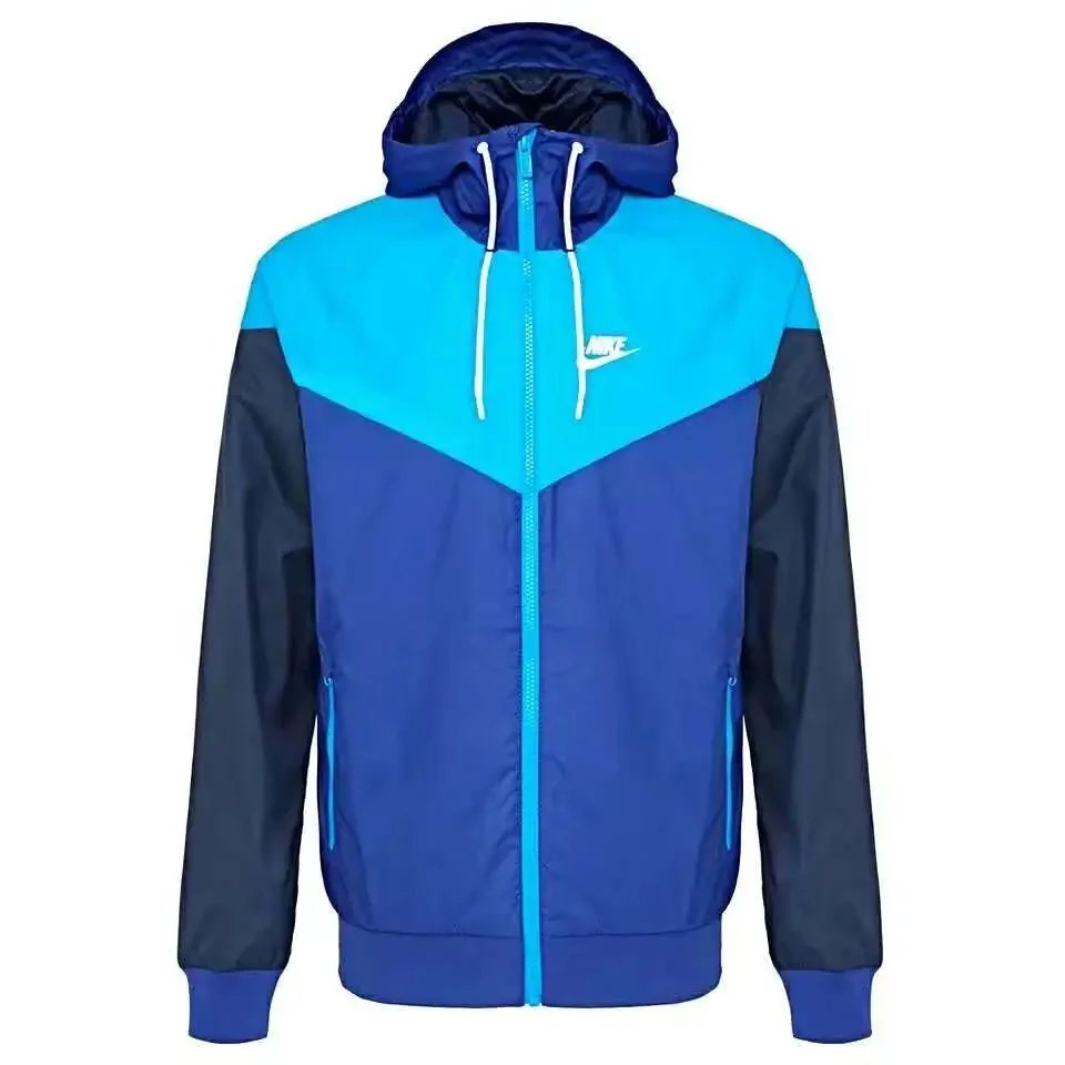 Nike Jackets Hooded color-block windbreaker jacket — 01-Blue Double-Layer (Upgraded Version)