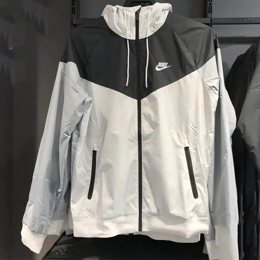 Nike Jackets Hooded color-block windbreaker jacket — 01-Gray-Black Double-Layer (Upgraded Version)