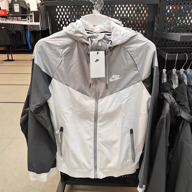 Nike Jackets Hooded color-block windbreaker jacket — 01-Gray-White Double-Layer (Upgraded Version)