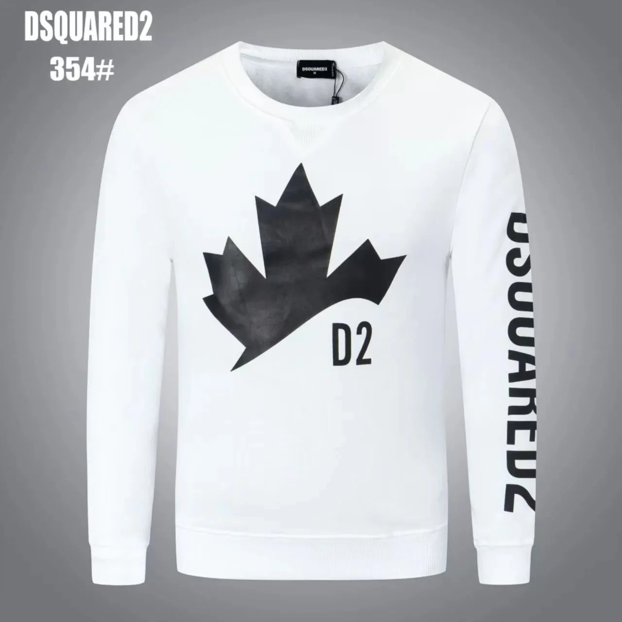 Dsquared2 Black Maple Leaf White Sweatshirt