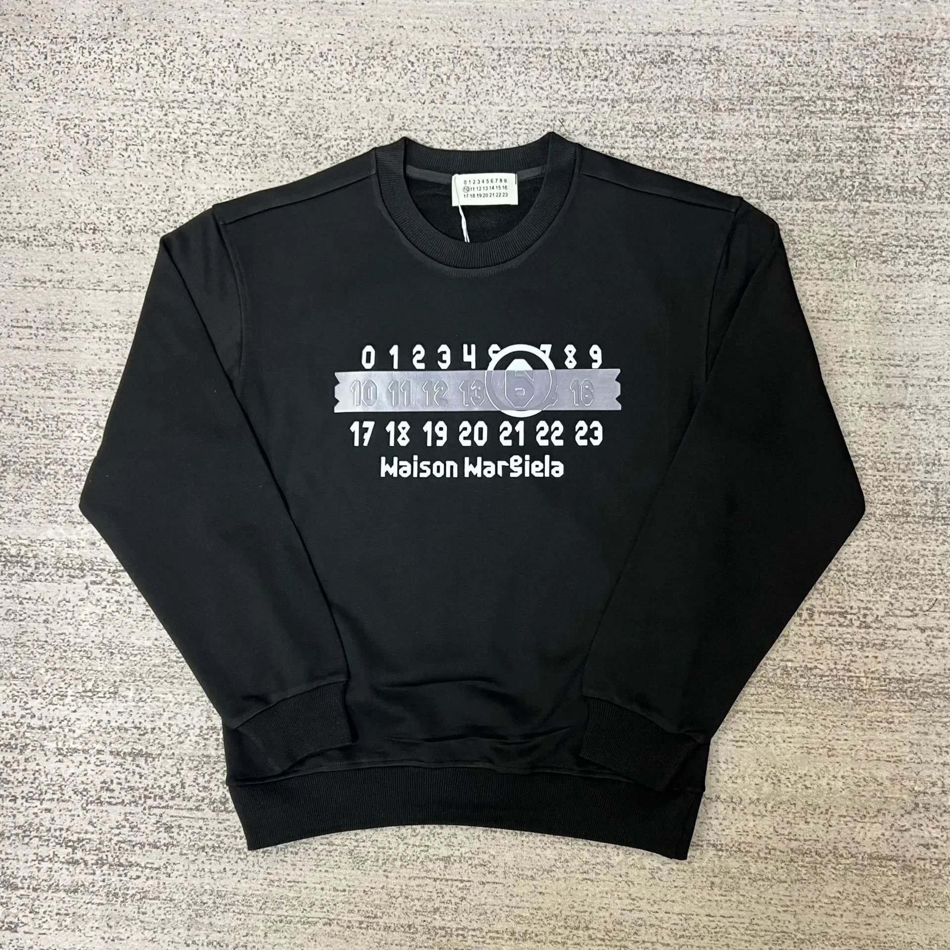 Maison Margiela Graphic crewneck sweatshirts and rib-knit sweaters — 22 black