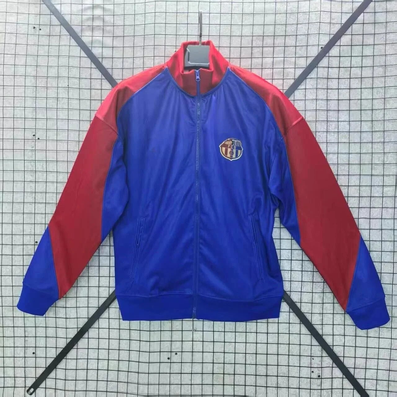 Unbranded Jackets Football crest zip-up windbreaker jacket — Barcelona blue