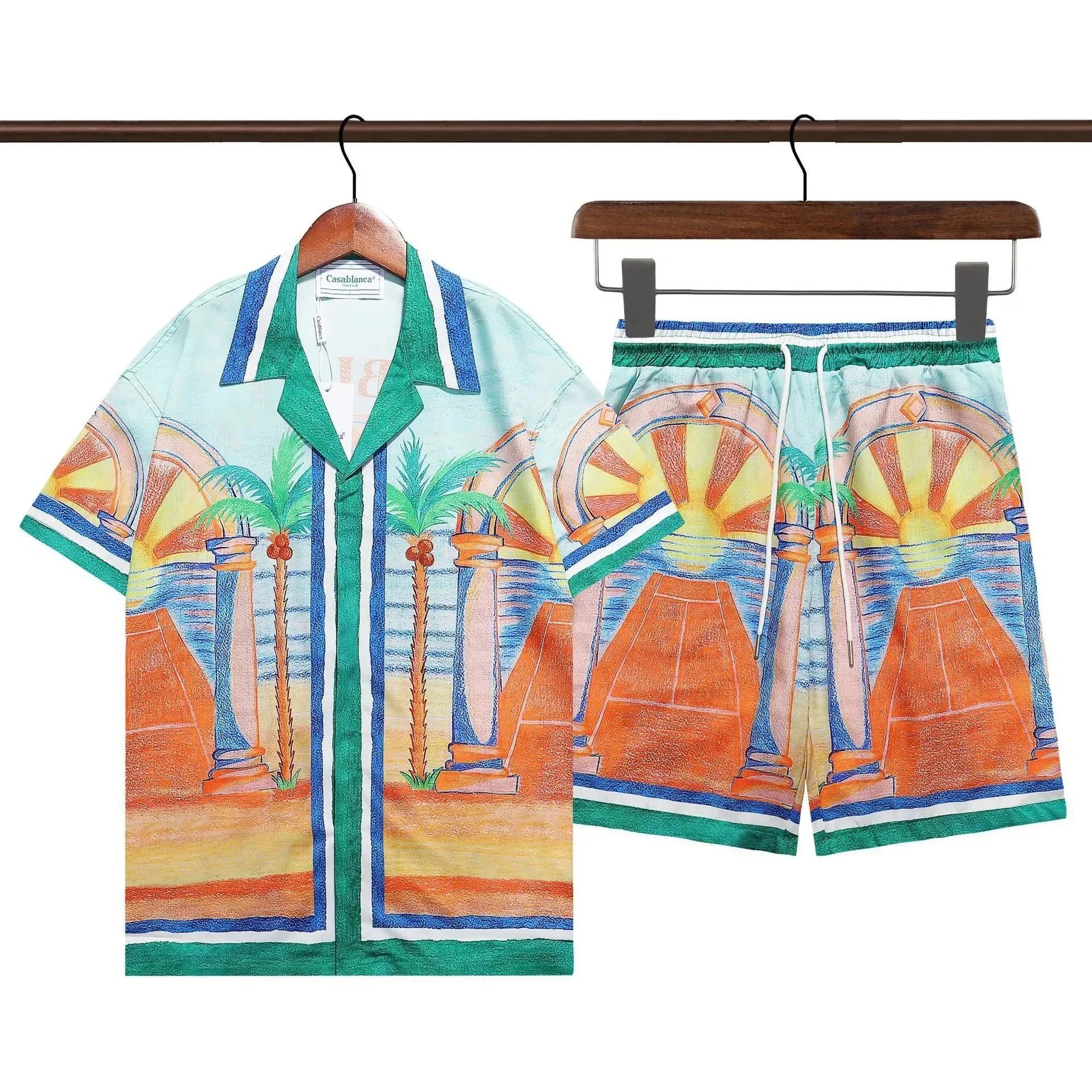 Casablanca Matching Sets Short-Sleeve Printed Shirt and Shorts Set — Q283+K91