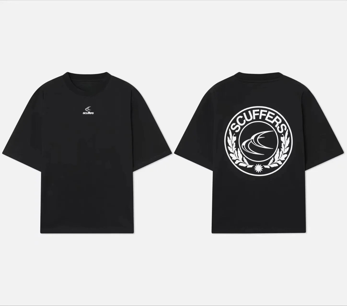 Scuffers Hoodies & Sweatshirts Logo Print Hooded Sweatshirt with Kangaroo Pocket — Short Sleeve -1