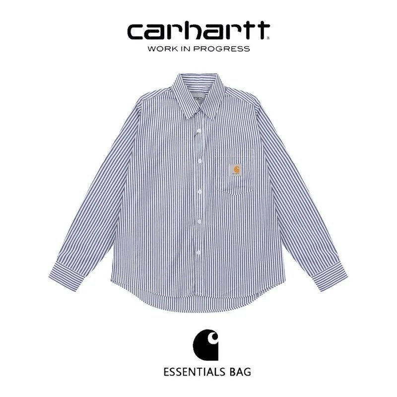 Chrome Hearts Shirts Long-Sleeve Plaid and Cross-Motif Button-Up Shirt — blue and white striped long sleeve