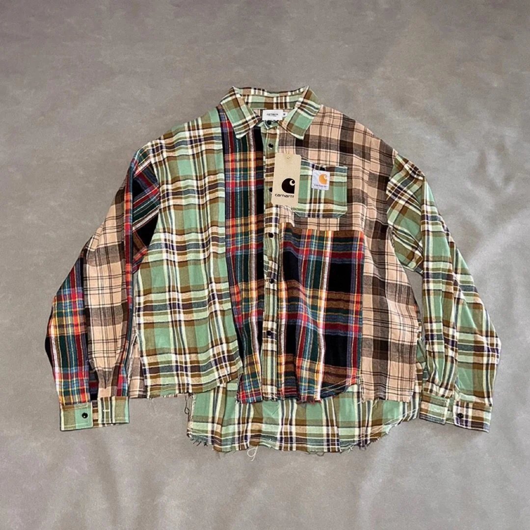 Chrome Hearts Shirts Long-Sleeve Plaid and Cross-Motif Button-Up Shirt — Desert Oasis