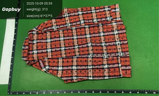 Chrome Hearts Shirts Long-Sleeve Plaid and Cross-Motif Button-Up Shirt product detail image 5