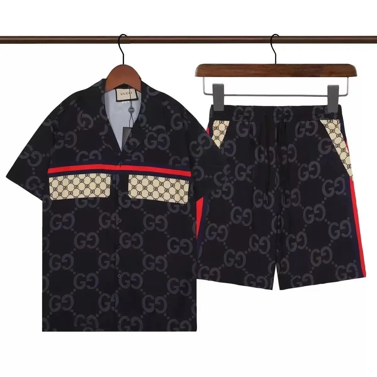 Casablanca Matching Sets Short-Sleeve Printed Shirt and Shorts Set — Q212 set in black