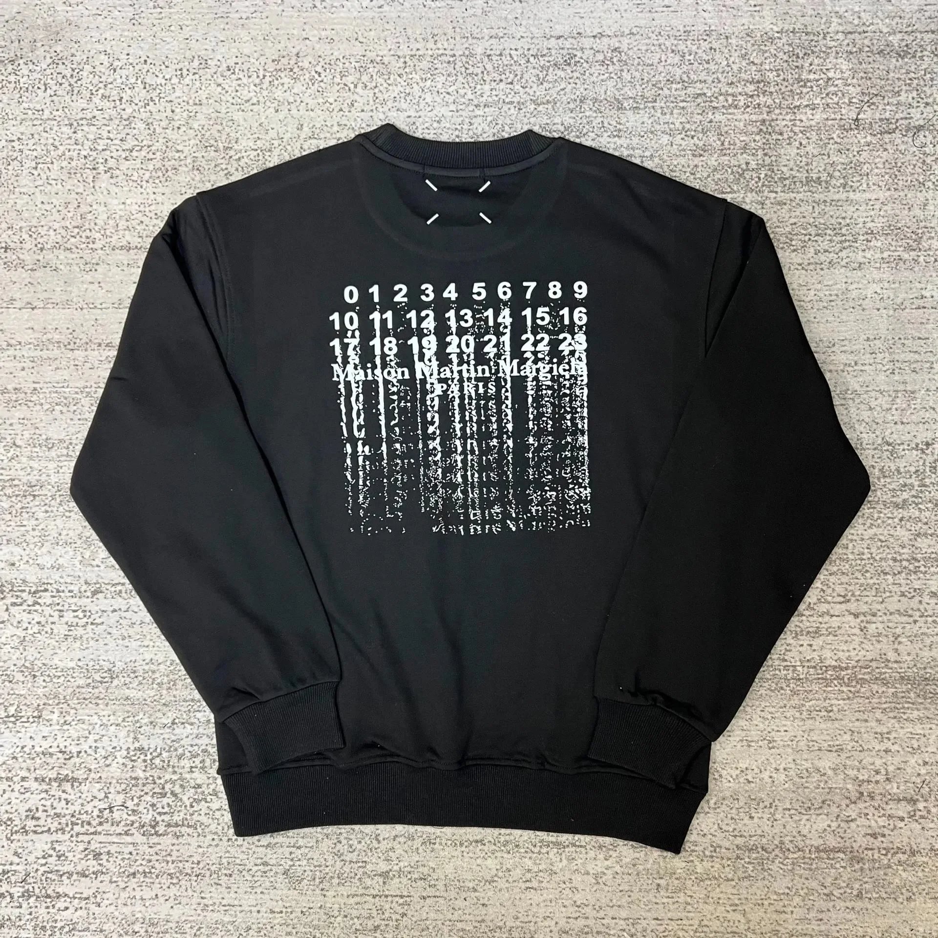 Maison Margiela Graphic crewneck sweatshirts and rib-knit sweaters — 29 black