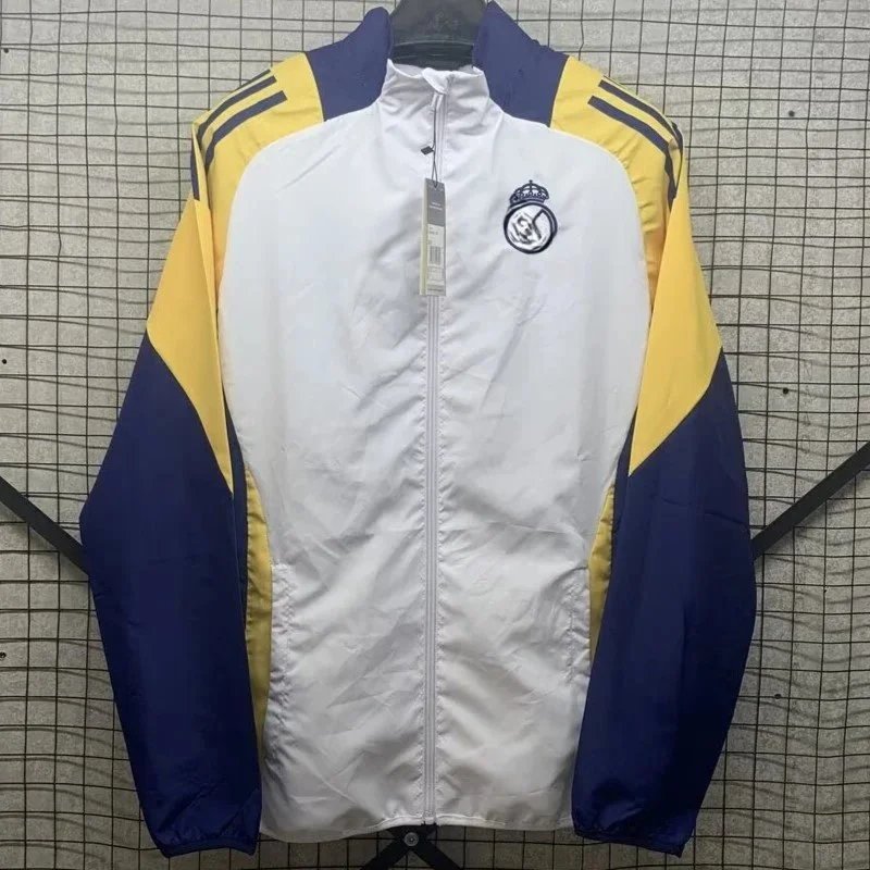 Unbranded Jackets Football crest zip-up windbreaker jacket — Real Madrid White One-sided