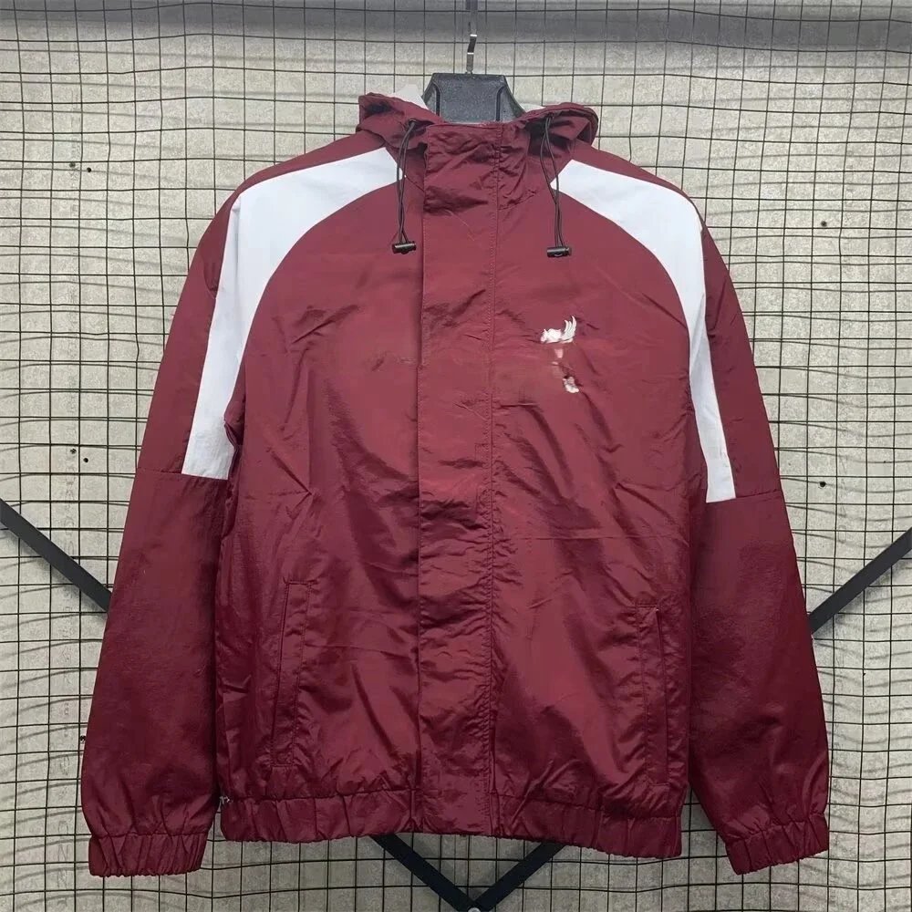 Unbranded Jackets Football crest zip-up windbreaker jacket — Liverpool red hooded