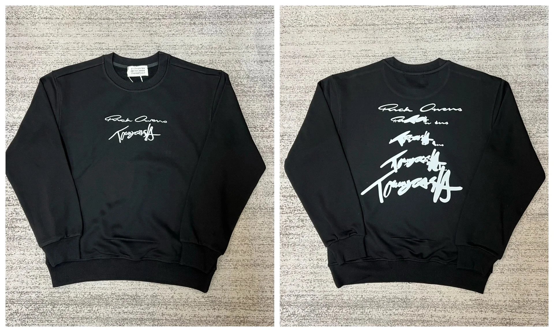 Maison Margiela Graphic crewneck sweatshirts and rib-knit sweaters — 1 black