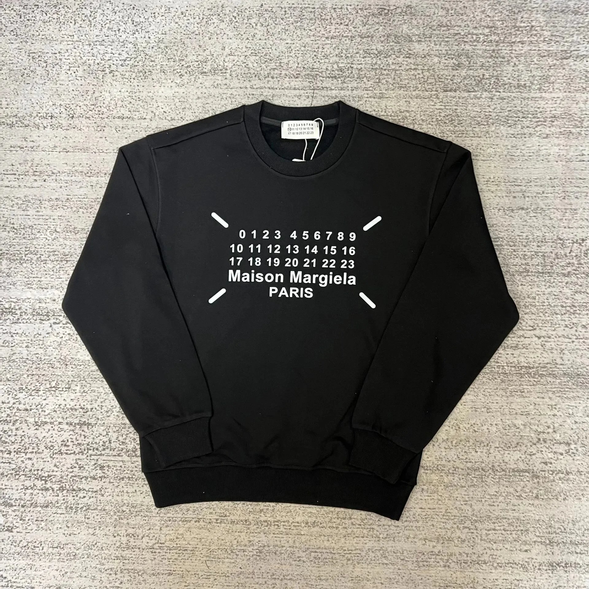 Maison Margiela Graphic crewneck sweatshirts and rib-knit sweaters — 12 black