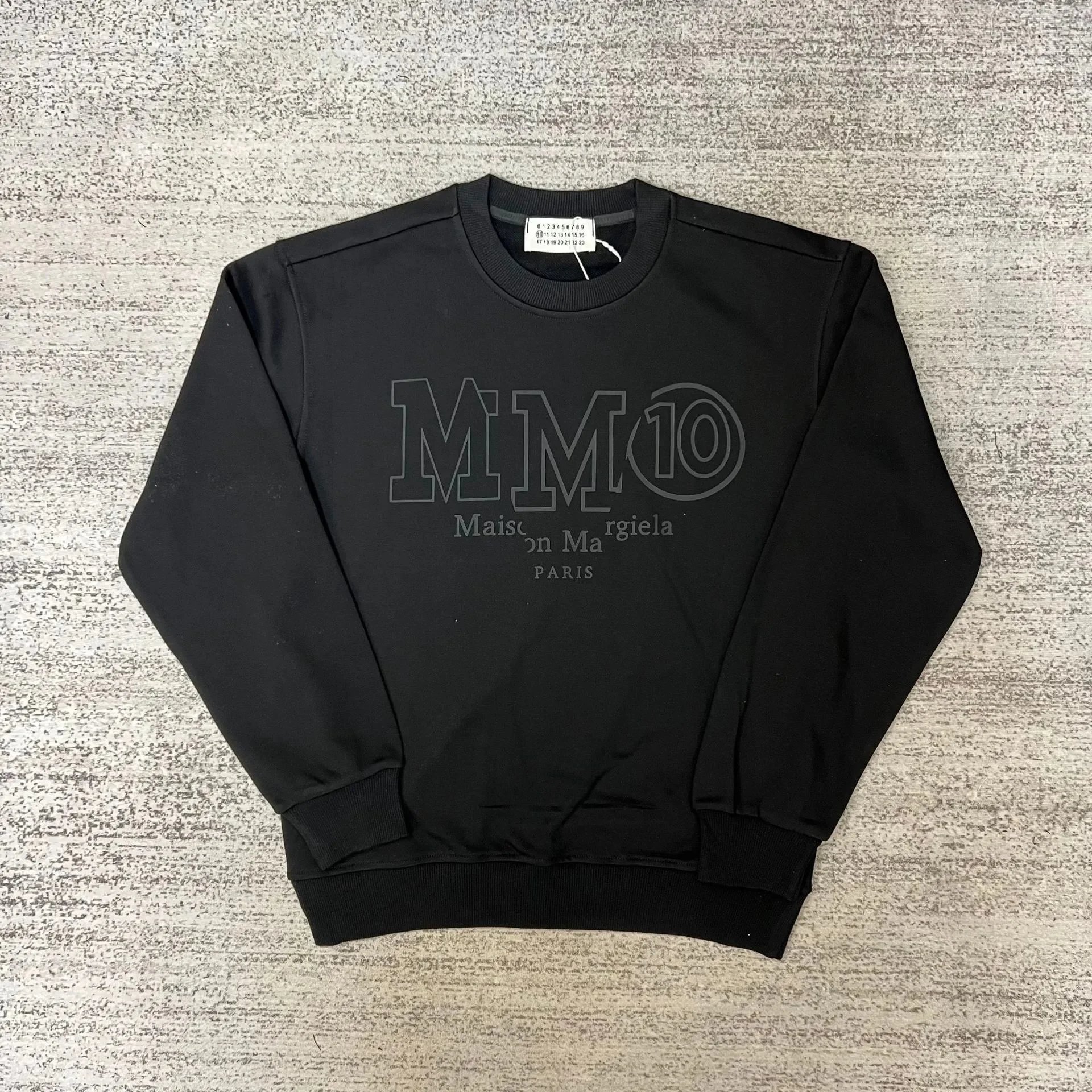 Maison Margiela Graphic crewneck sweatshirts and rib-knit sweaters — 13 black