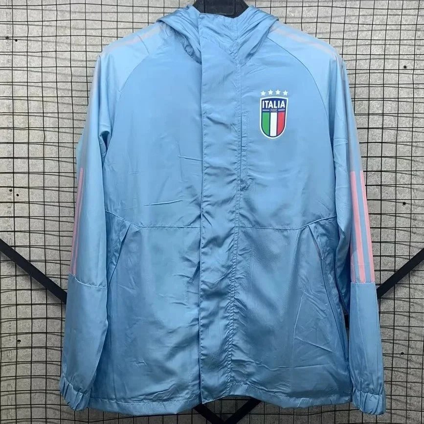 Unbranded Jackets Football crest zip-up windbreaker jacket — Italy with hat