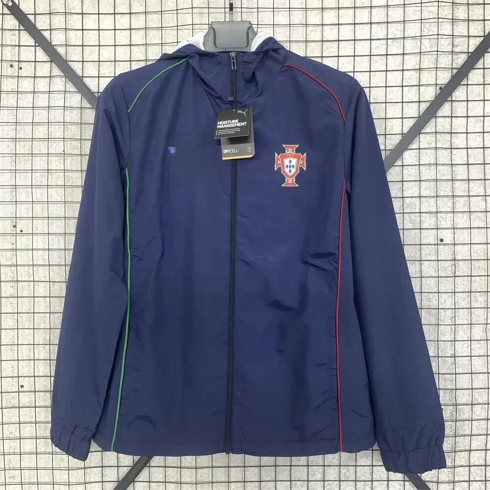 Unbranded Jackets Football crest zip-up windbreaker jacket — Portugal Royal Blue