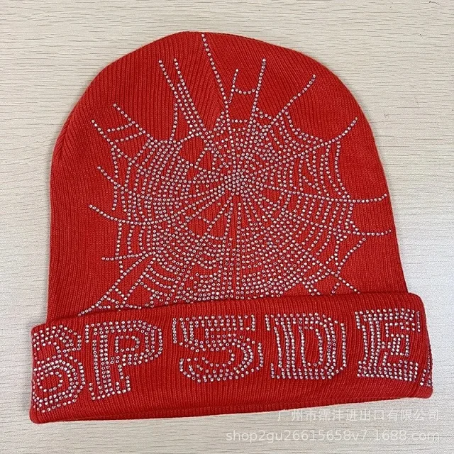 Unbranded Hats Rhinestone Spiderweb Cuffed Knit Beanie product detail image 6