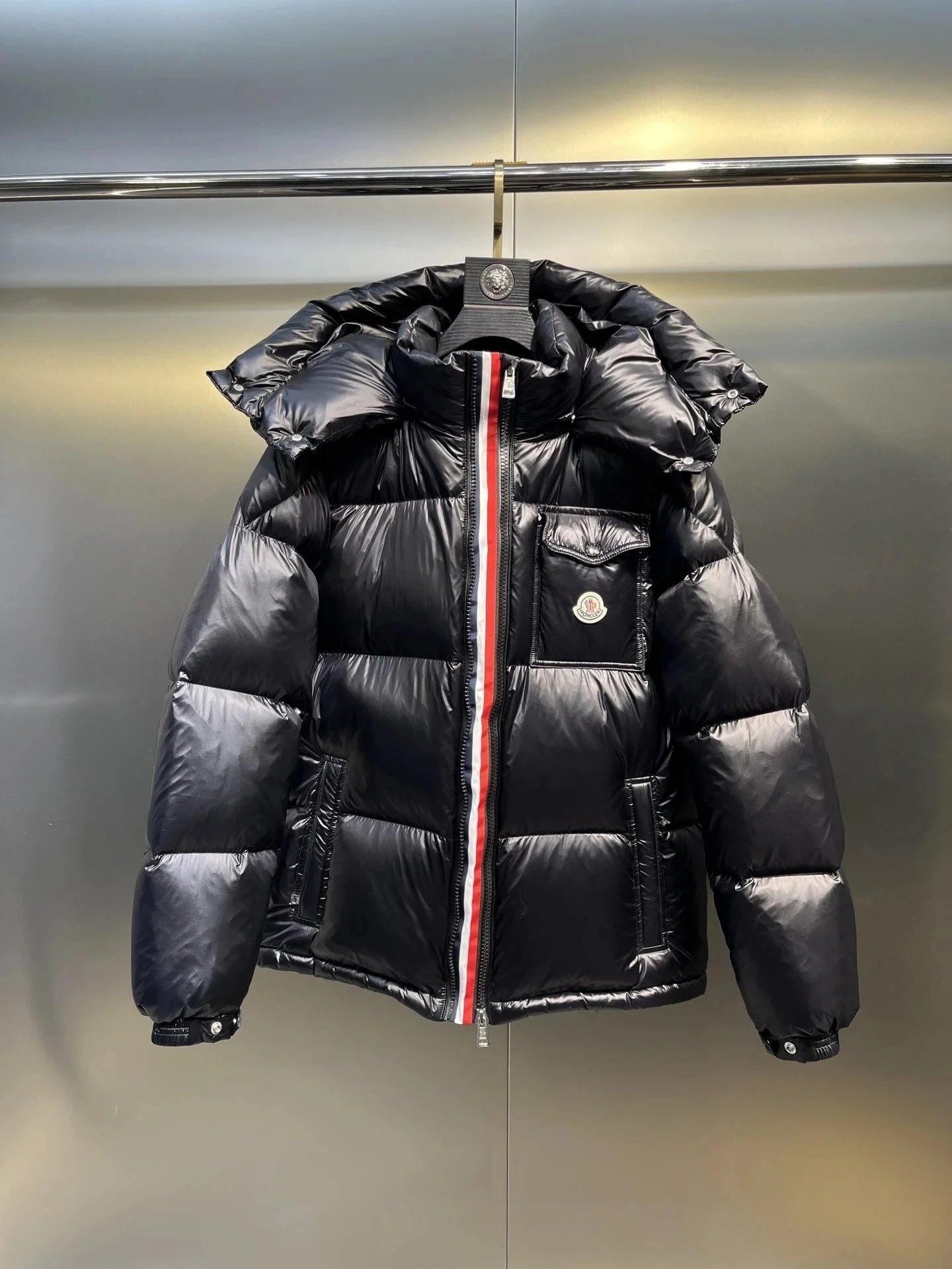Moncler Down Jackets Quilted knit-sleeve puffer jacket — 1