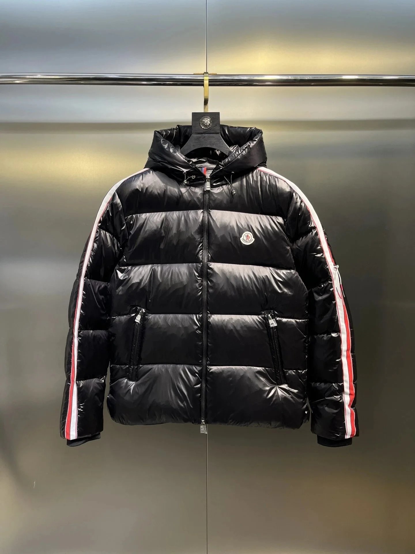 Moncler Down Jackets Quilted knit-sleeve puffer jacket — 17