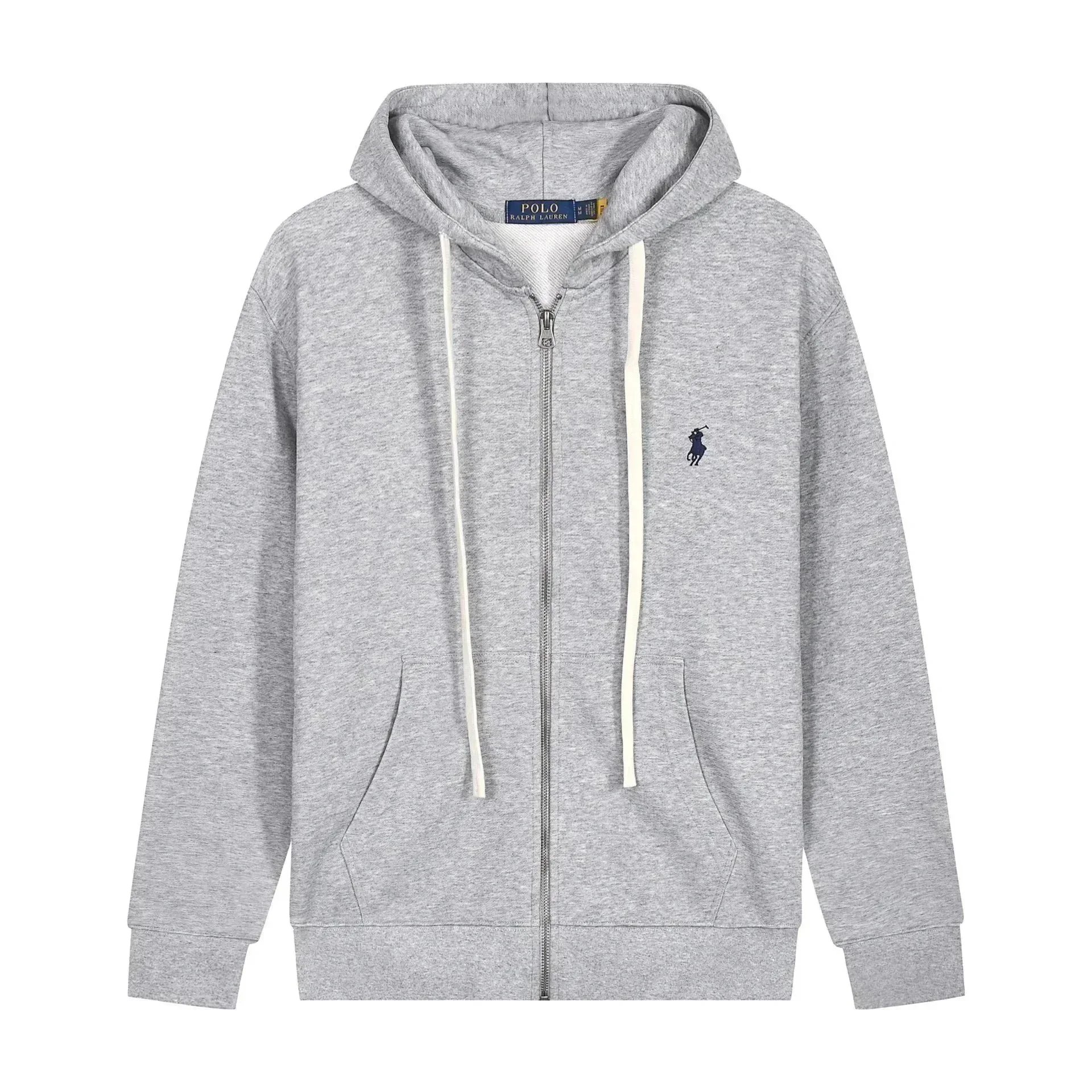 Zip-Up Grey with White Drawstring and Black Logo