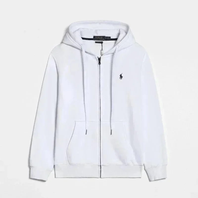 Zip-Up White with Black Logo