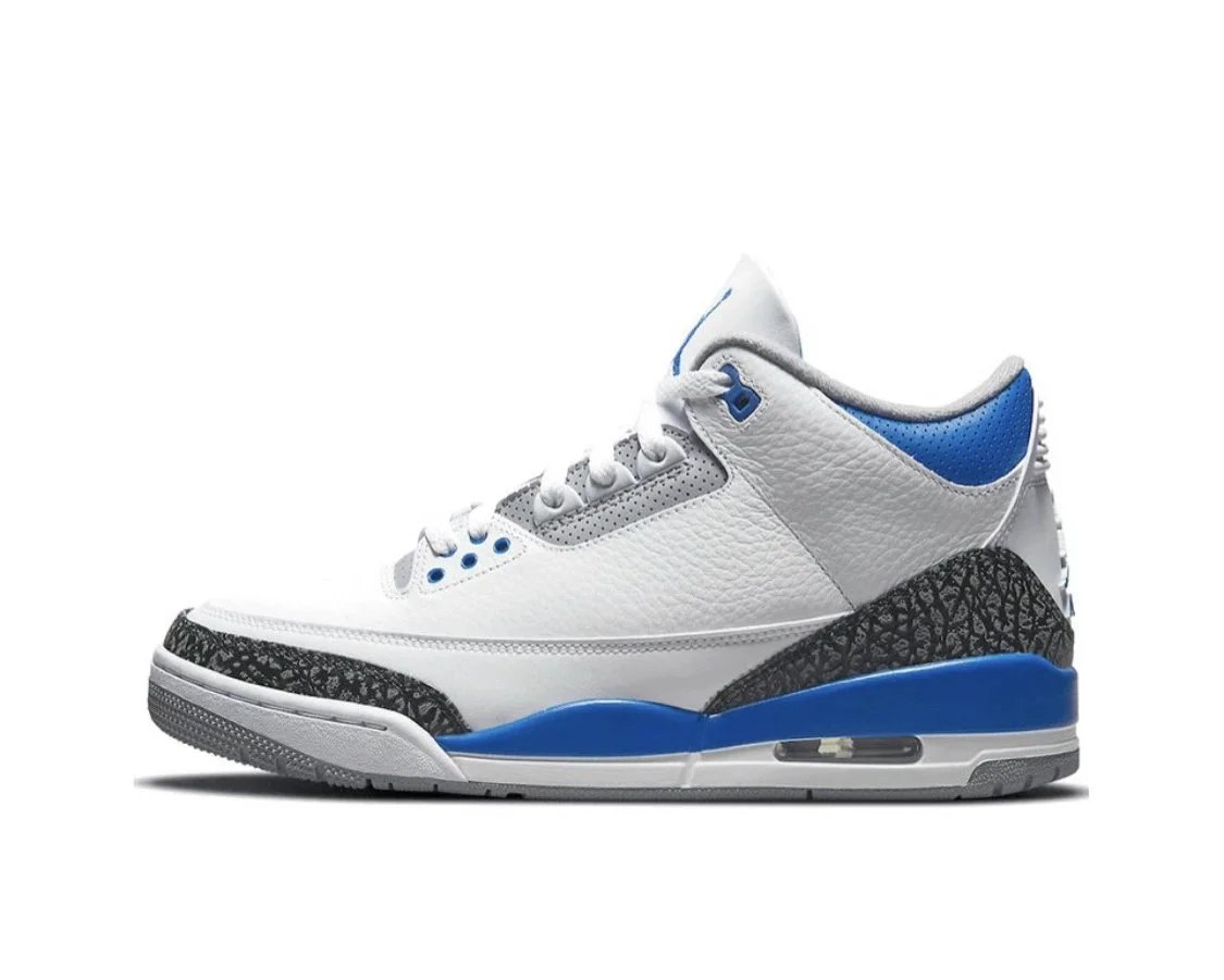AJ3 White Blue Lightning