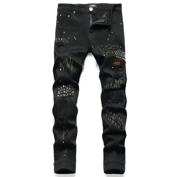 Amiri Distressed Studded Black Jeans - 1