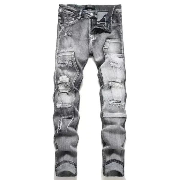 Amiri Distressed Patchwork Gray Jeans - 1
