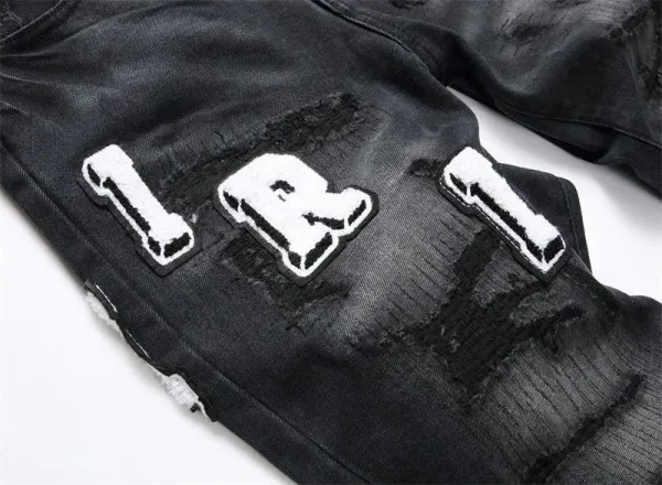 Amiri Distressed Patchwork Gray Jeans - 16