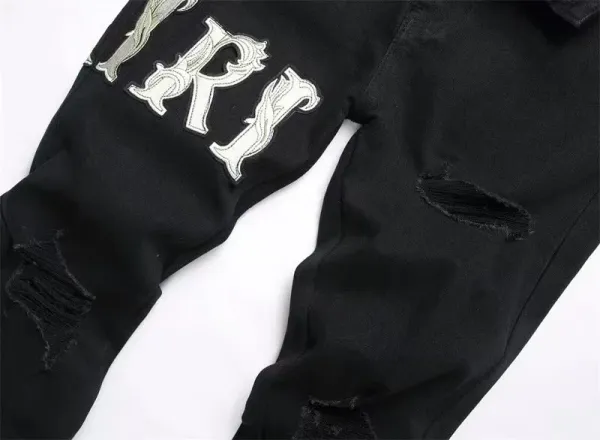 Amiri Distressed Patchwork Gray Jeans - 31