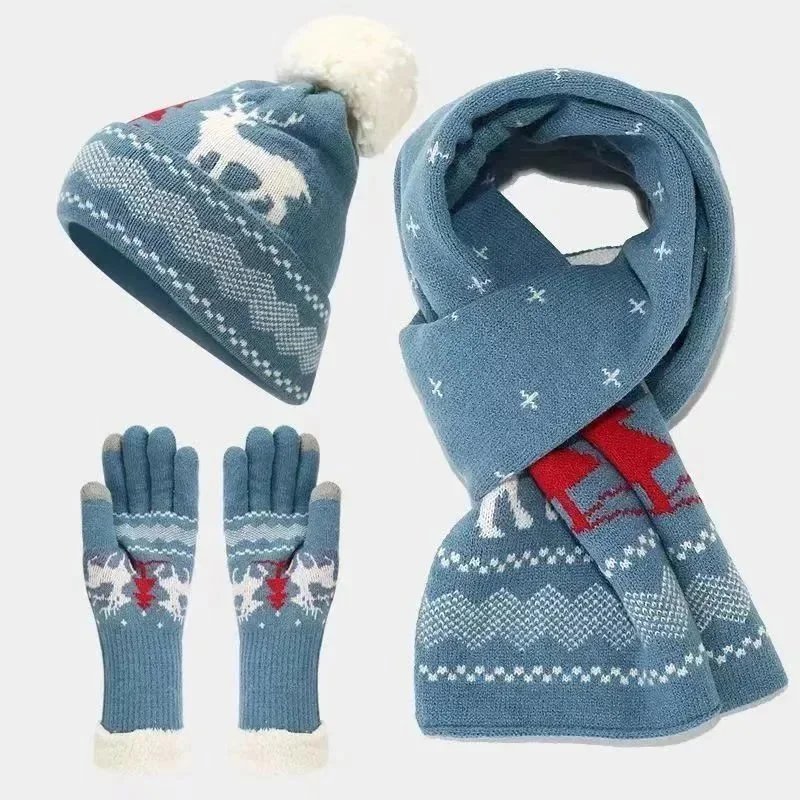 LED Light-Up Christmas Beanie and Scarf Set Navy Green Multicolor Accessories - 8