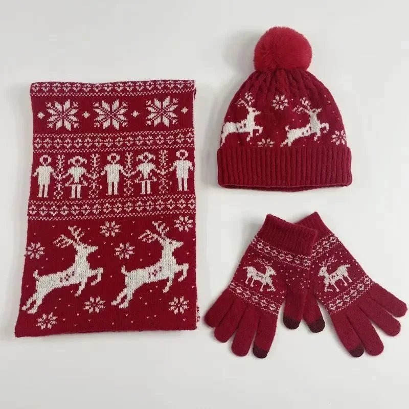 LED Light-Up Christmas Beanie and Scarf Set Navy Green Multicolor Accessories - 12