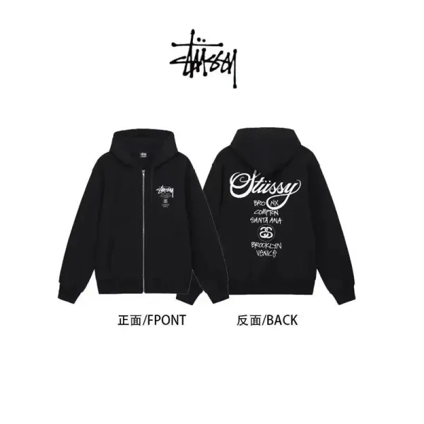 Stüssy City Series Black Full-Zip Hoodie - 1