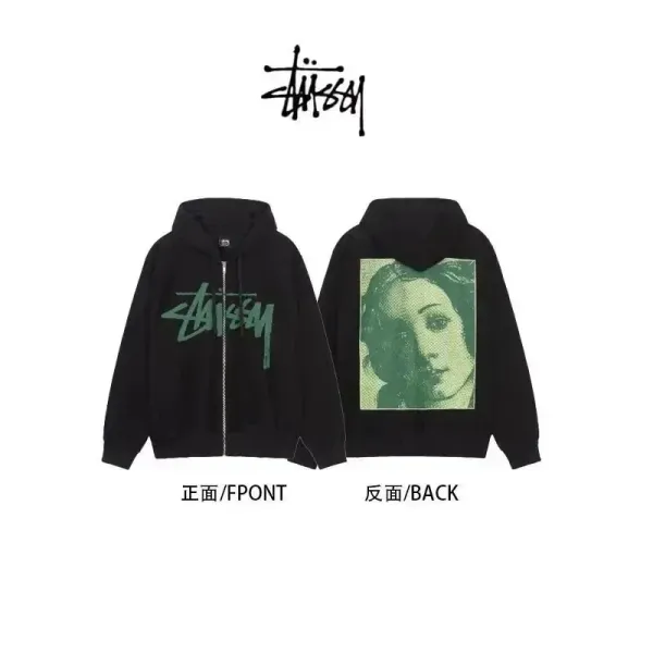Stüssy Graphic Zip-Up Hoodie Black - 1