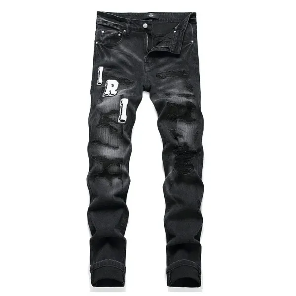 Amiri Distressed Patchwork Gray Jeans - 12