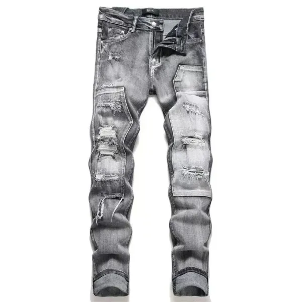 Amiri Distressed Patchwork Gray Jeans - 45