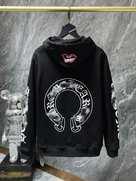 New Premium Cotton Hoodie with Cross & Horseshoe Print - Oversized Streetwear Style 2524