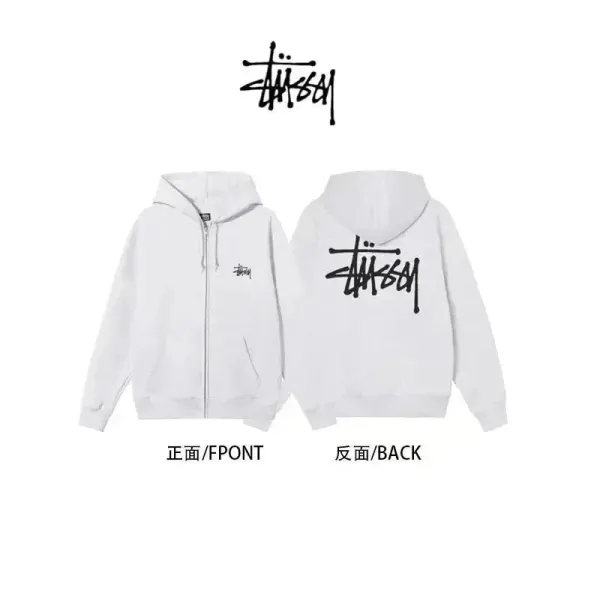 Stüssy Classic Logo Zip-Up Hoodie White - 1